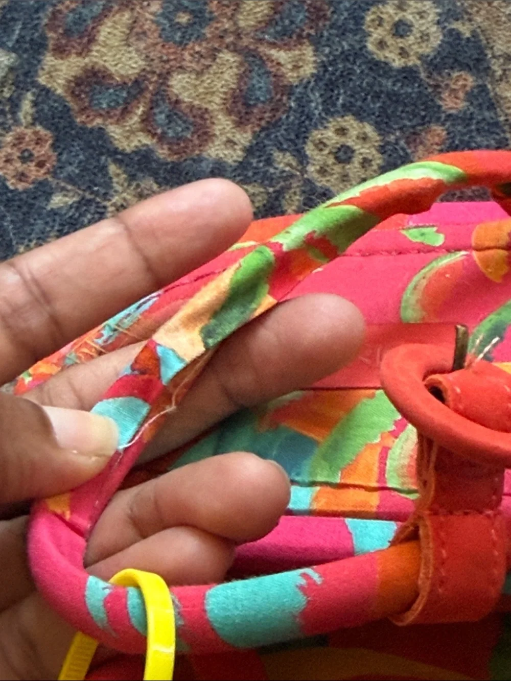 FARM Rio Red Multicolor Braided Bead-Tassel Sandals tropical tube Sz 10